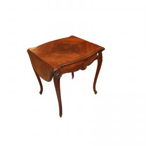 French Living Room Coffee Table with 1800s Palisander Wood Flaps
